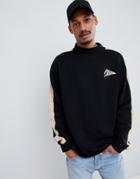 Fairplay Mock Neck Sweatshirt With Sleeve Stripe In Black - Black