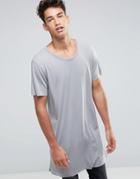 New Look Extreme Longline T-shirt In Gray - Gray
