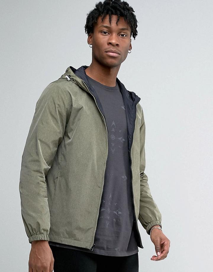 Original Penguin Lightweight Jacket Reversible Hooded Green Melange And Black - Green