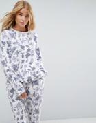 Asos Lounge Watercolor Floral Sweat - Multi