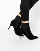 Warehouse Suede Pointed Boot - Black