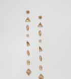 Asos Pack Of 8 Mixed Fine Shape Earrings - Gold