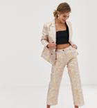 Dusty Daze Straight Leg Jacquard Pants Two-piece - Pink
