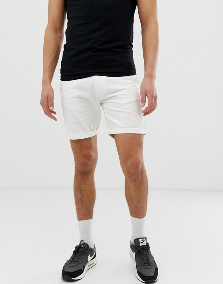 D-struct Turn Up Slim Chino Shorts - White