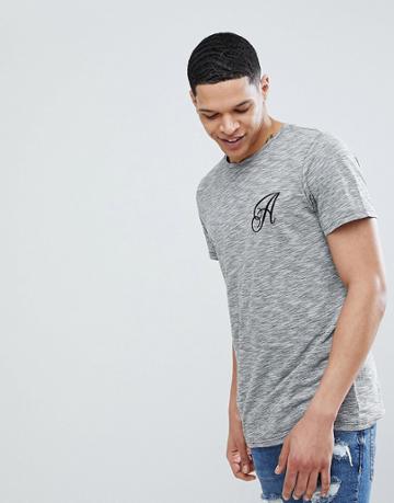 Another Influence Long Line Curved Hem Stretch Logo T-shirt - Black