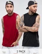 Asos 2 Pack Longline Tank With Dropped Armhole - Multi