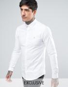 Farah Stretch Skinny Fit Oxford Shirt Buttondown Exclusive In White - White
