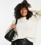 Vero Moda Curve High Neck Sweater With Structured Shoulder In Cream-white
