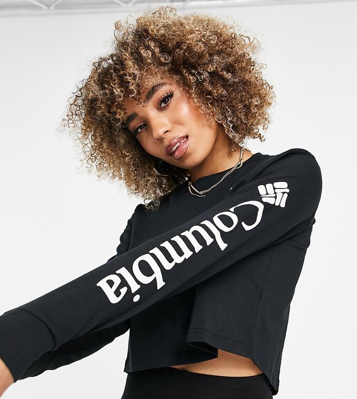Columbia North Cascades Long Sleeve Cropped T-shirt In Black Exclusive At Asos