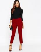 Asos Ankle Grazer Cigarette Pant In Crepe - Red