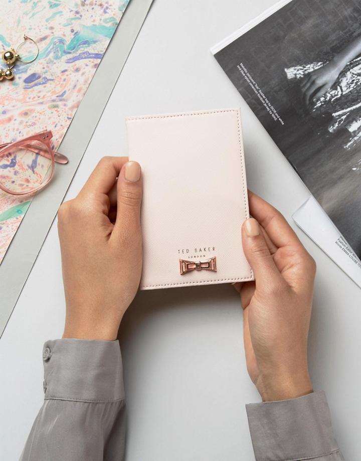 Ted Baker Geo Metal Bow Passport Holder - Pink