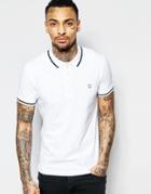 Diesel Polo T-bleach Slim Fit Pique Bleach Denim Collar And Pocket In White - White