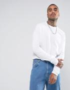 Asos Oversized Long Sleeve T-shirt With Slim Arm - White