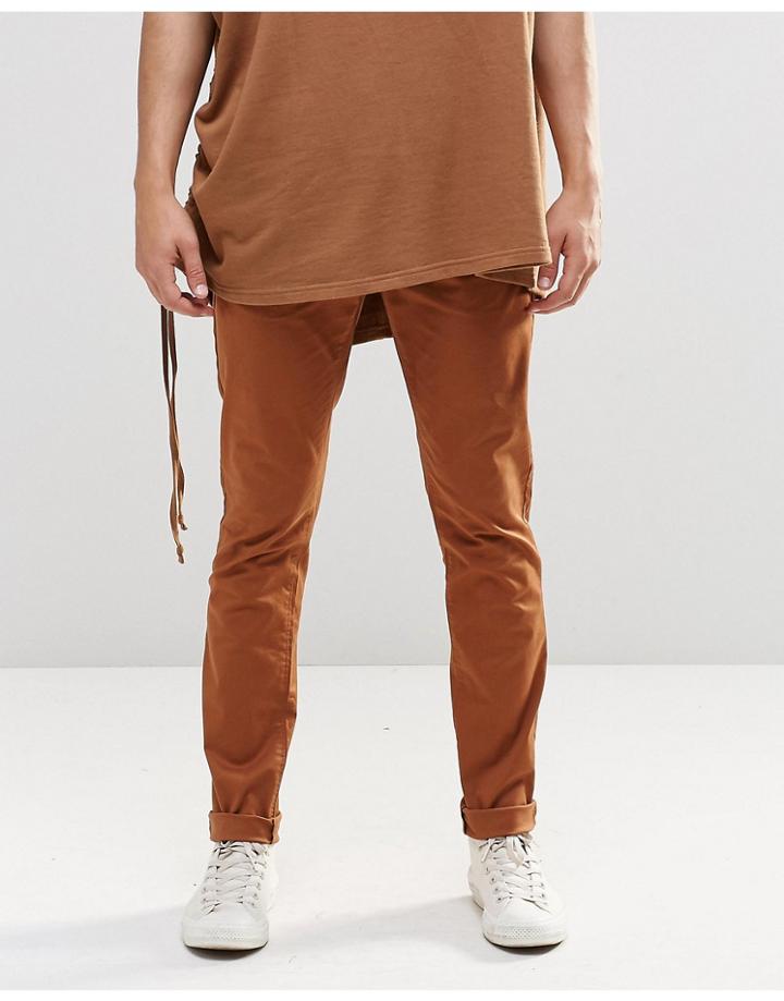 Asos Skinny Chinos In Brown - Dachshund