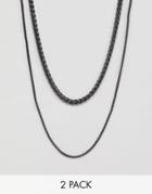 Designb Gunmetal Chain Necklace In 2 Pack - Silver