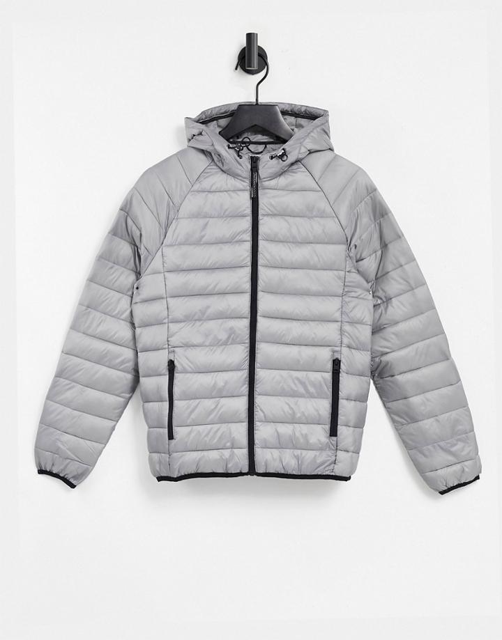 Bershka Lightweight Padded Jacket In Gray-grey