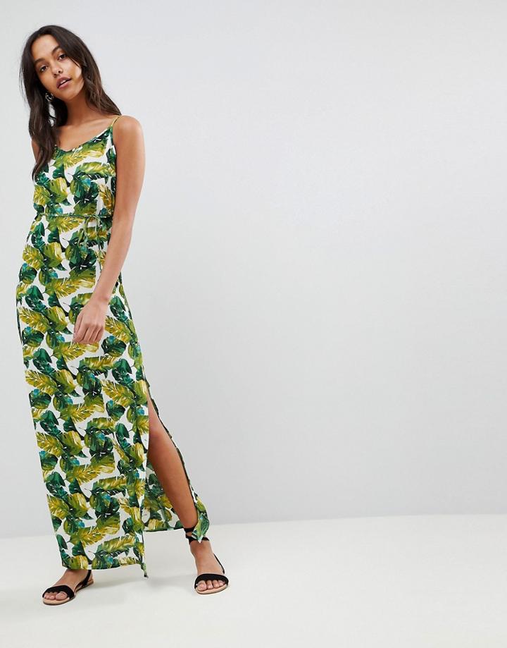 Ax Paris Palm Print Column Dress - White
