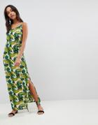 Ax Paris Palm Print Column Dress - White