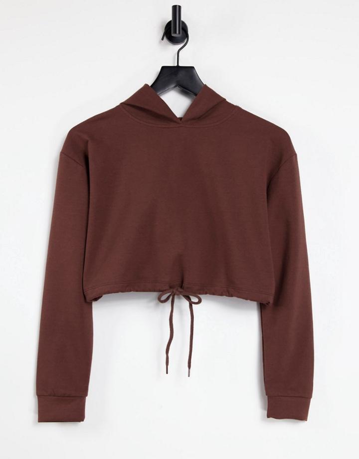 Parisian Cropped Tie Front Sweater In Chocolate Brown - Part Of A Set