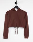 Parisian Cropped Tie Front Sweater In Chocolate Brown - Part Of A Set