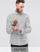 Noose & Monkey Shirt With All Over Heart Print - White