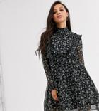 Y.a.s Petite High Neck Floral Mini Dress With Frill Detail-multi