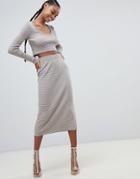 Asos Design Two-piece Knitted Skirt In Stripe-pink