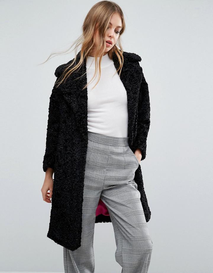 Helene Berman Limited Edition Cara Faux Fur Fuzzy Coat - Black