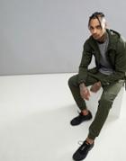 Ellesse Sport Jogger With Ribbing Detail In Olive - Green