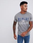 Replay Blue Jeans Printed T-shirt In Gray - Black