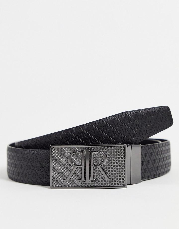 River Island Rir Monogram Platted Belt In Black