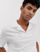 Asos Design Relaxed Revere Polo Shirt In White Interest Fabric - White