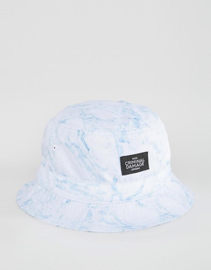 Criminal Damage Pinted Bucket Hat - White