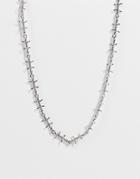 Asos Design Necklace In Fine Barbed Wire Design In Silver Tone