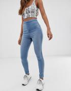 Asos Design Rivington High Waisted Jeggings In Light Stonewash Blue - Blue