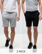 Asos Jersey Skinny Short 2 Pack Black/gray Marl Save - Multi