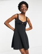 Miss Selfridge Scuba Fit & Flare Mini Dress In Black