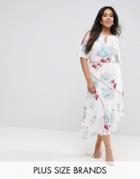 Coast Plus La Hune Cold Shoulder Graphic Floral Print Dress - Multi