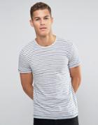 Esprit Washed Marl Stripe T-shirt - Navy