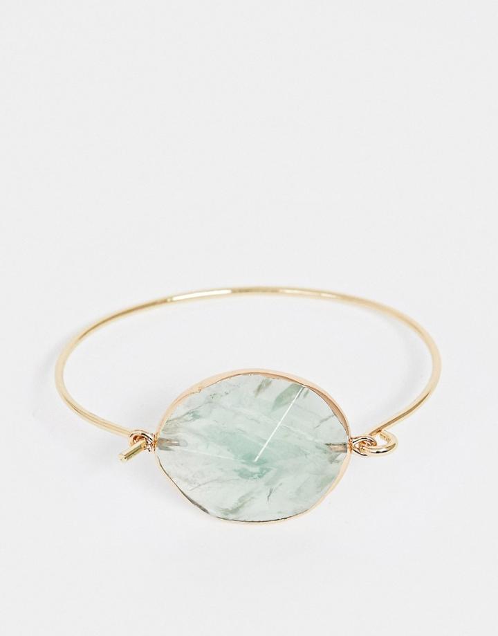 Asos Design Bracelet With Semi-precious Stone Slice In Gold Tone