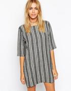 Asos Reclaimed Vintage Dress In Stripe With V Back - Multi