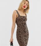 River Island Petite Pinny Dress In Tiger Print - Multi