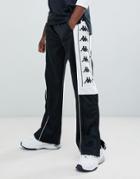 Kappa Joggers With Popper Hem And Large Logo Taping In Black - Black