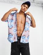 River Island Abstract Texture Revere Shirt In Blue