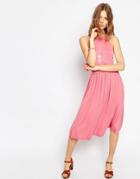 Asos Empire Seam Midi Dress - Pink