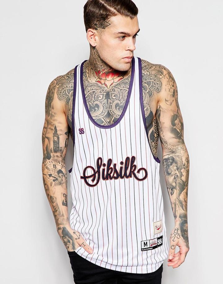 Siksilk Tank With Stripes - White