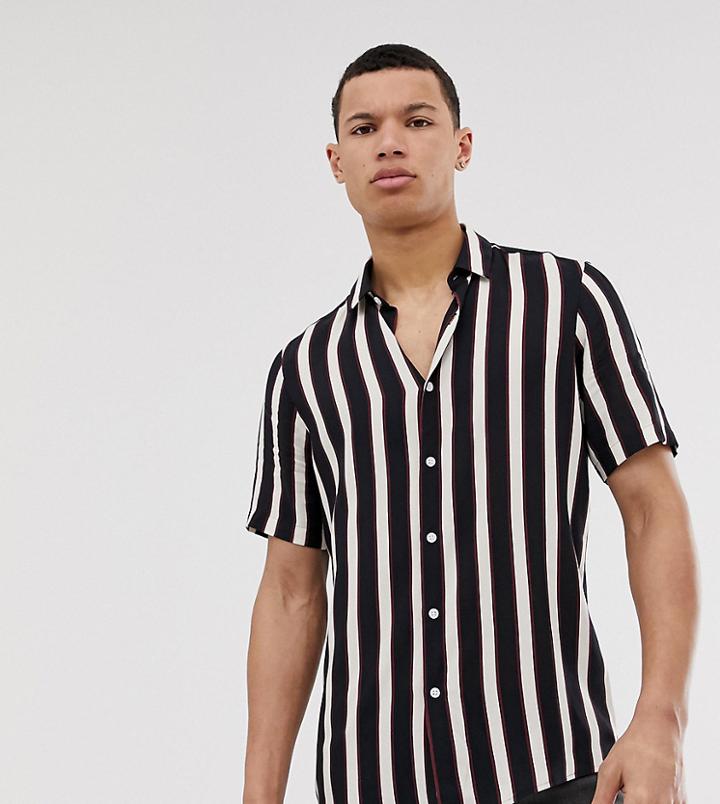 Asos Design Tall Regular Fit Retro Stripe Shirt - Red
