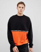 Asos Design Oversized Sweatshirt With Color Blocking And Taping - Black