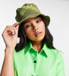 Collusion Leaf Print Bucket Hat In Khaki-green