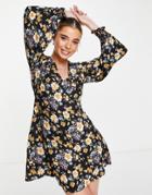 In The Style X Jac Jossa Balloon Sleeve Dress In Floral Print-multi